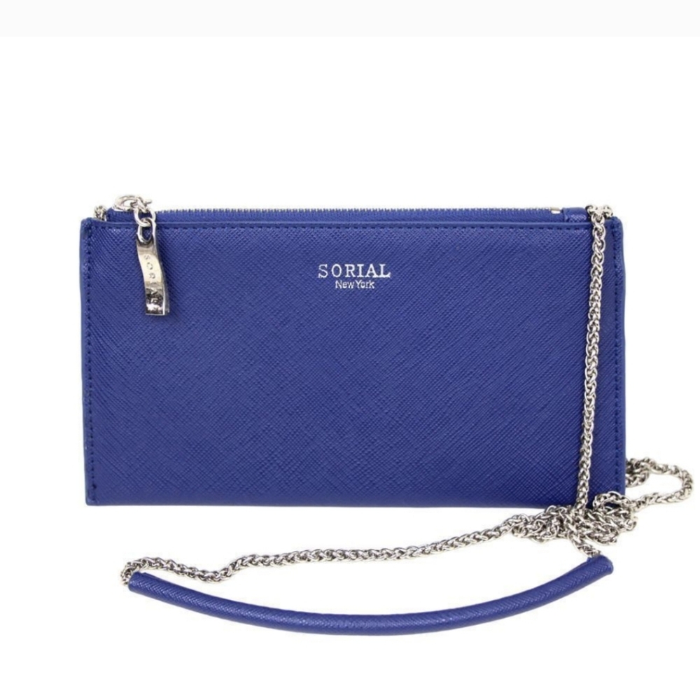 *🆕 Sorial New York Shoulder Crossbody Vegan Bag, Royal Blue, Silver Chain, NEW
